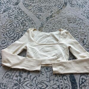 Black Ribbed Crop Top with Square Neckline